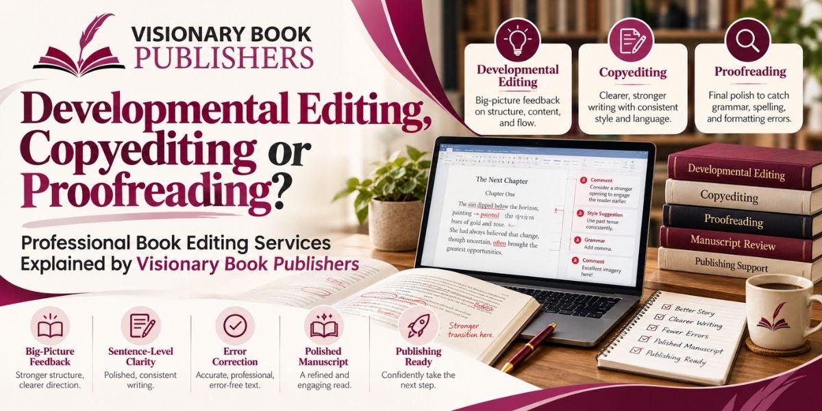 Developmental Editing, Copyediting or Proofreading? Professional Book Editing Services Explained by Visionary Book Publishers